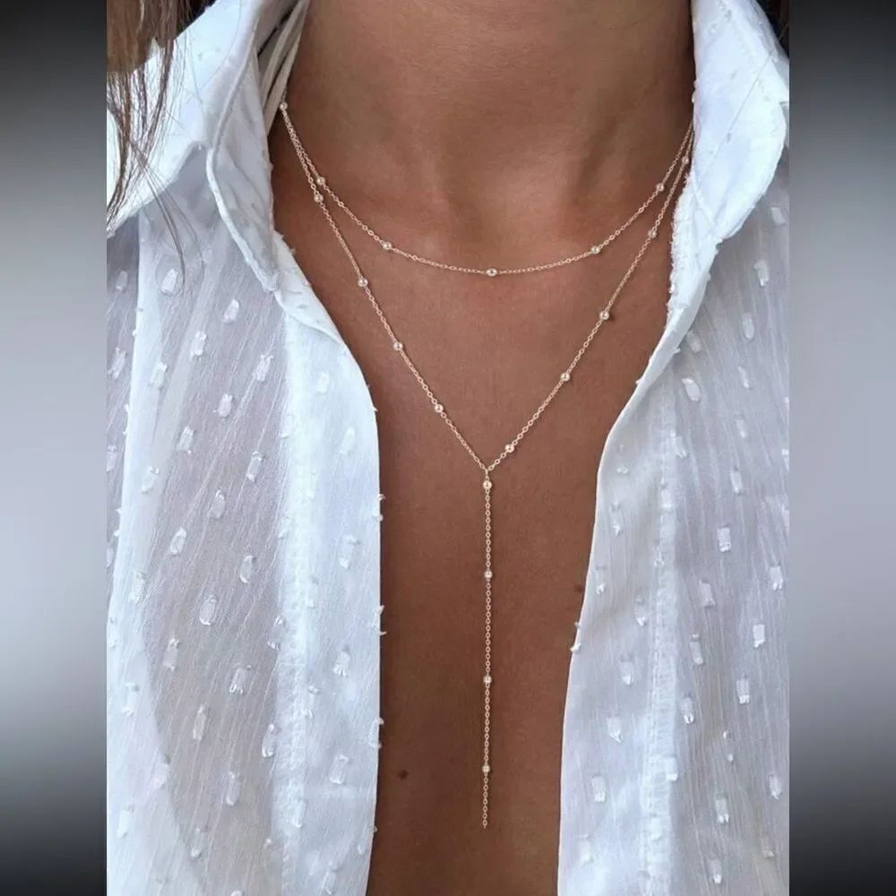 Layered silver necklace A899